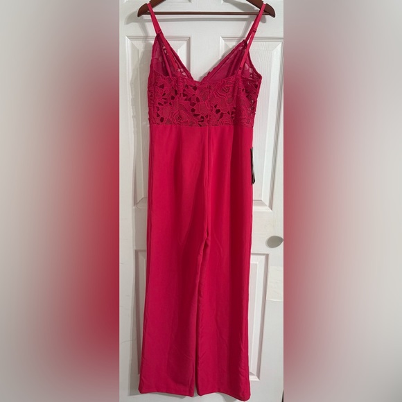 Bebe Vibrant Pink Lace Bodice Jumpsuit - Picture 6 of 11